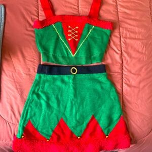 Cute small Christmas crop top and skirt set